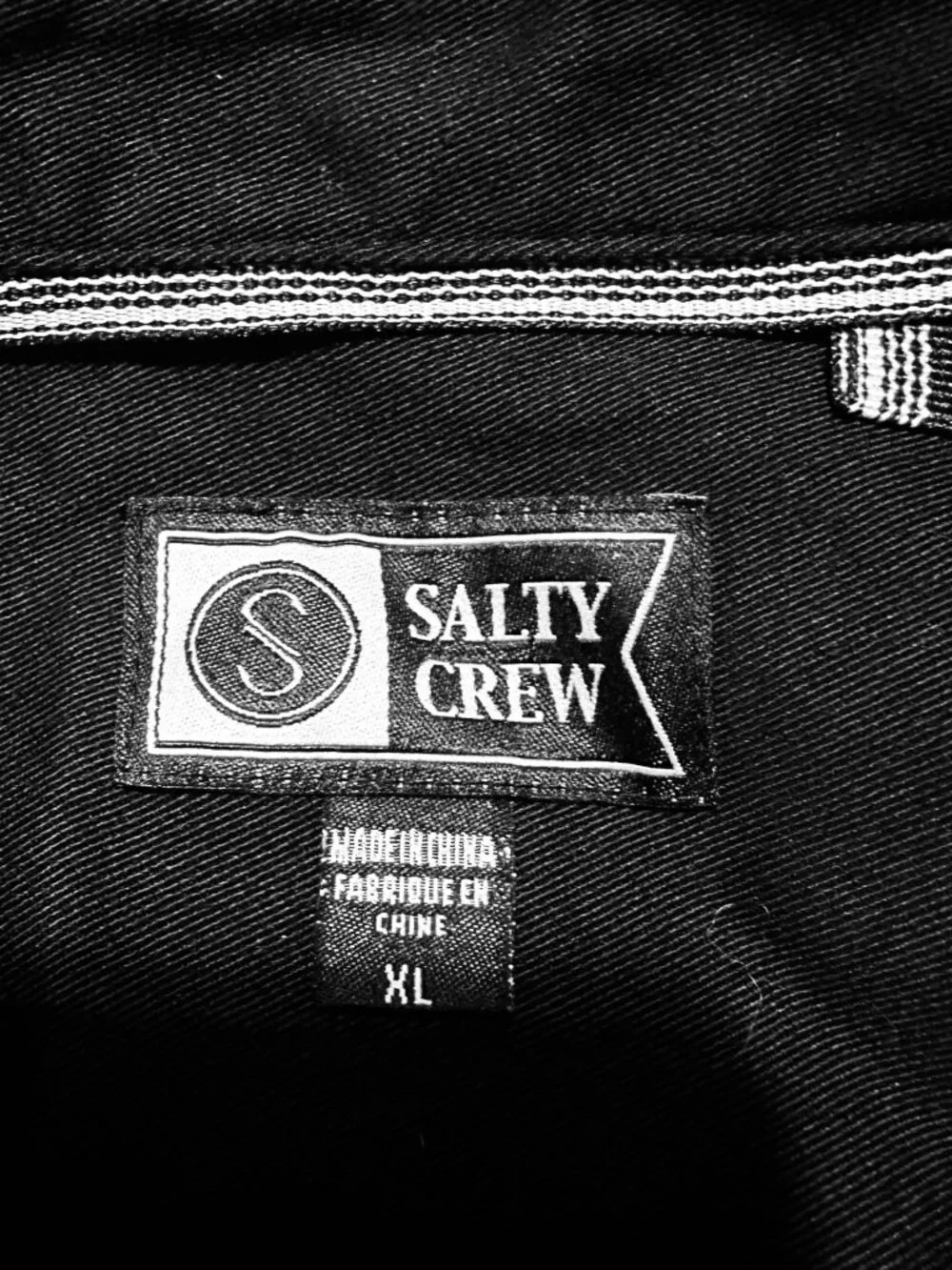 Salty Crew Shirt Mens XL Black Long Sleeve Button Front Utility Work Cotton